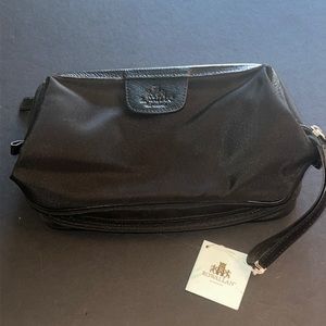 Rowallan black Dopp kit with real leather trim with wristlet-NWT